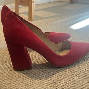 Vince Camuto Red Suede Block Heels 7.5
